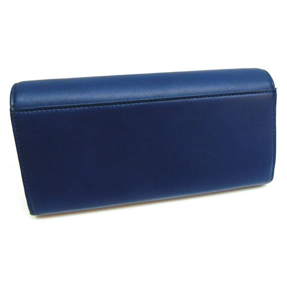 Hiroko Koshino Femme FULL WALLET Blue White Tan HK Logo Snap Zip Closure - Picture 5 of 7